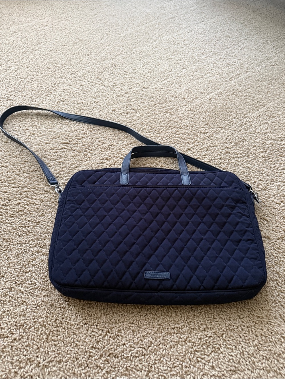 Vera Bradley Quilted Navy Laptop Bag with Shoulder Strap